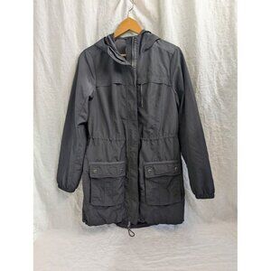 Abercrombie & Fitch gray windbreaker zip up hooded jacket women's size Medium